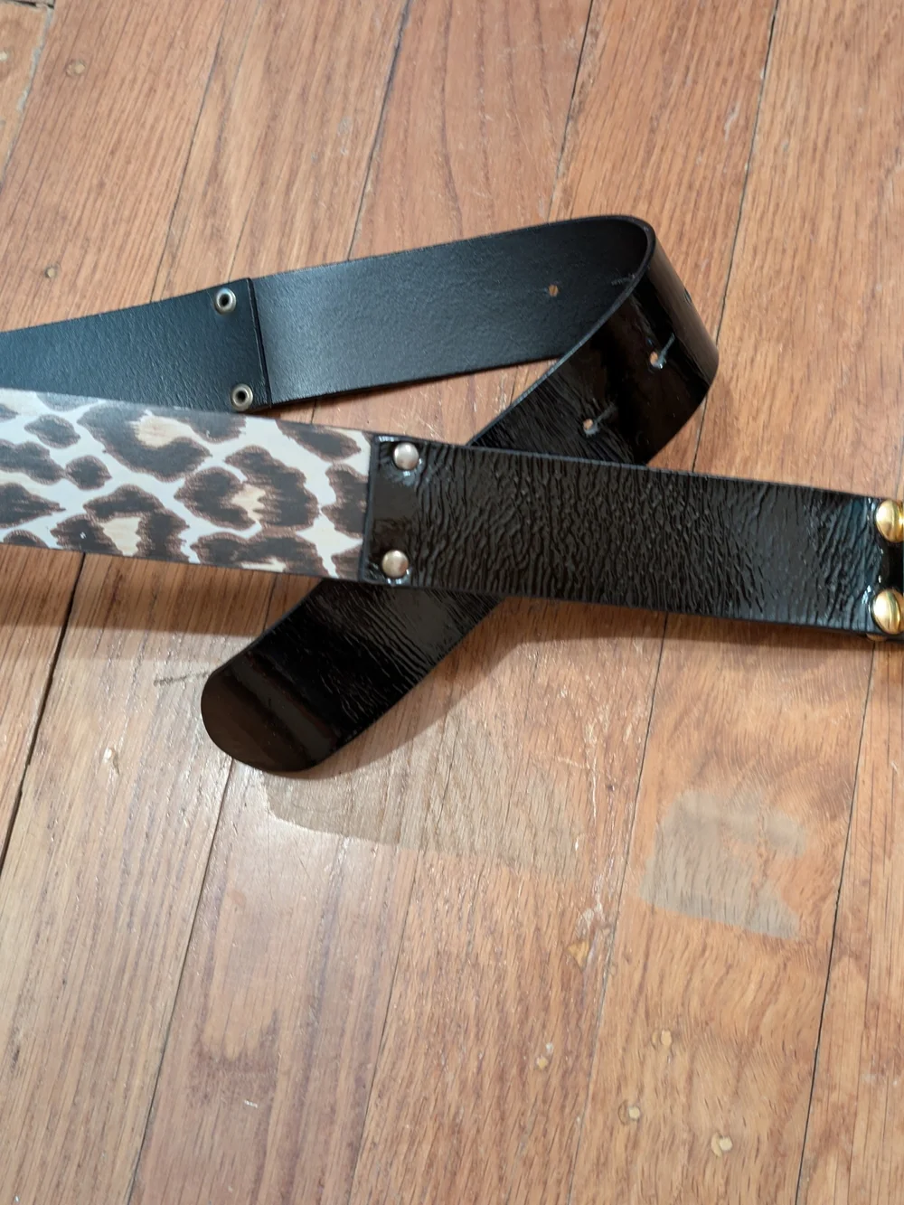 D&G Black Leather Belt with Black and Gold Logo Buckle